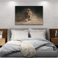 Running Tiger Wall Art, Modern Wildlife Animal Decor, Nature Photography Canvas