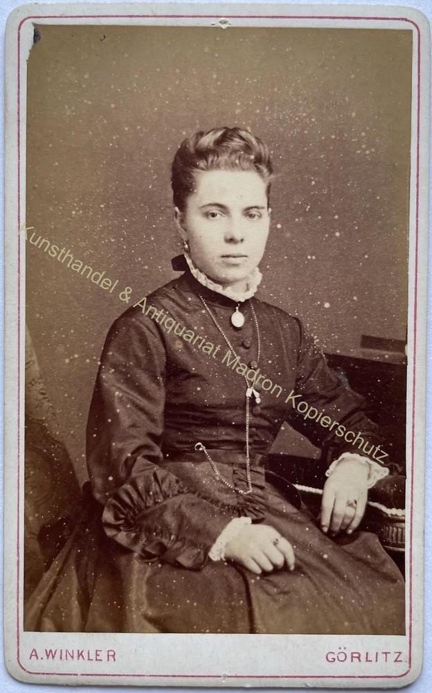 orig. CDV photo photograph woman lady picture old fashion around 1880 A. Winkler Görlitz