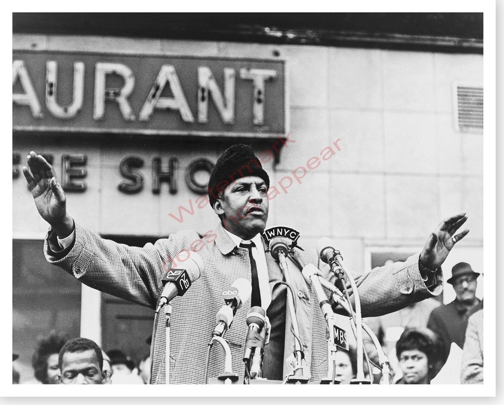 Civil And Gay Rights Activist Bayard Rustin At Microphone Silver Halide Photo