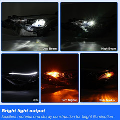 Headlight Assembly Replacement for 2017 2018 2019 Toyota Corolla SE XLE XSE Seda