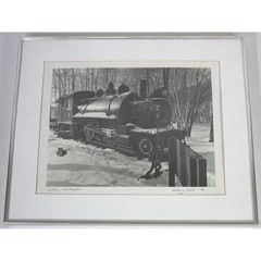 Anthony Cabot Log Train New Hampshire 1988 Signed Photo 20×16 Silver Frame B&W