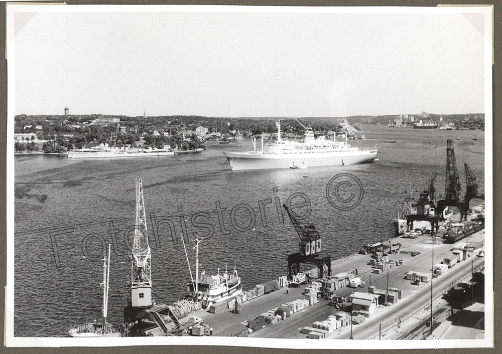 Photo Sweden Stockholm Port Ship Passenger Steamer Quay 1950s