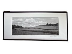 Framed Marty Fields B&W Panorama Landscape Chester, NY 18×8” Signed