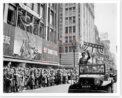 General George S. Patton Waving To Crowd In Los Angeles WWII Silver Halide Photo