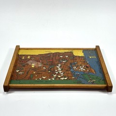 VTG Hand-Painted 1950’s Washington State Map Wood Wall Art / Serving Tray