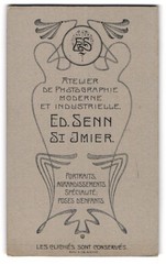 Photograph Ed. Senn, St. Imier, Photographer’s Monogram with Ornate Ve