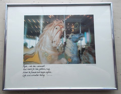Vtg Framed Elyse Lewin Carousel Horse Photograph Picture w Eileen Lynch Verse D