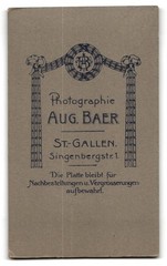 Photograph Aug. Baer, St. Gallen, Singenbergstr. 1, Portrait of a Young Woman