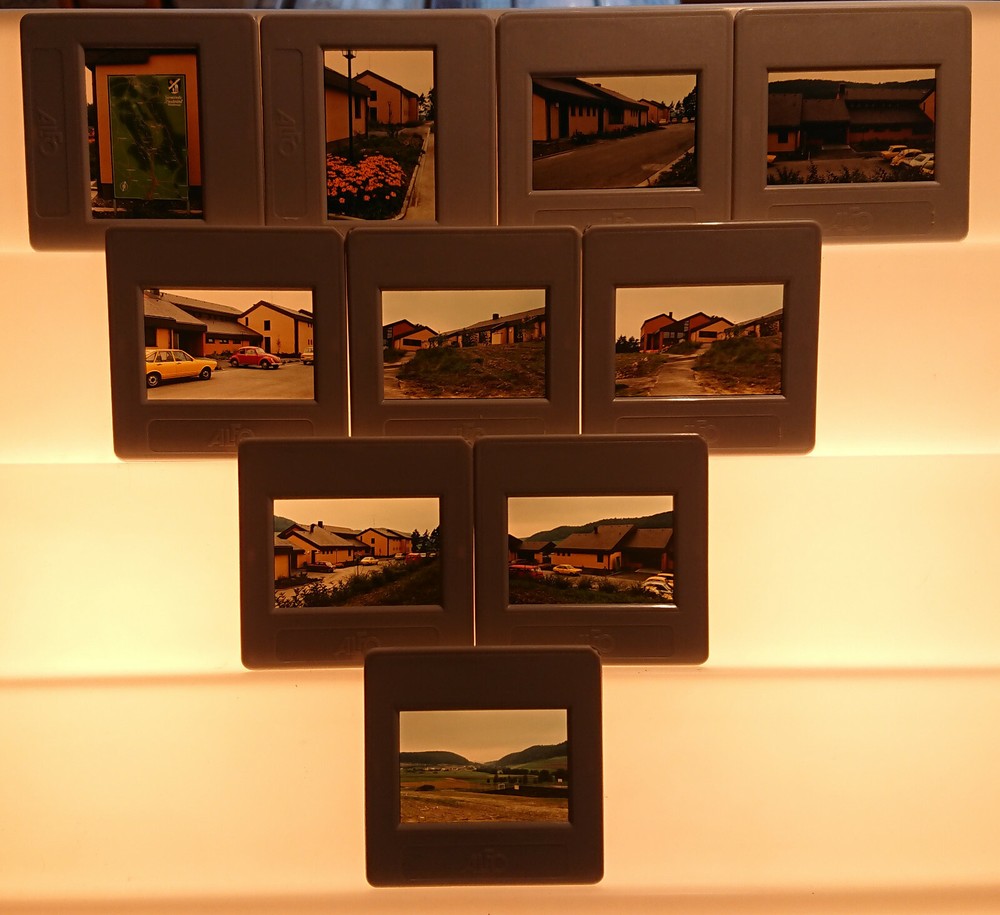 10 Old Slides Color Slides Vintage VW Beetle House Village Landscape 60s 70s 80s