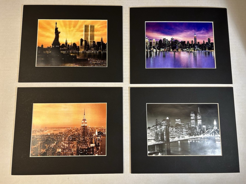 Lot Of 4 Matted Photo Prints Of NYC New York City Skyline 8×10