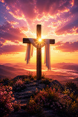 Digital Image Picture Photo Pic Wallpaper Background Cross Sunset Jesus Yeshua