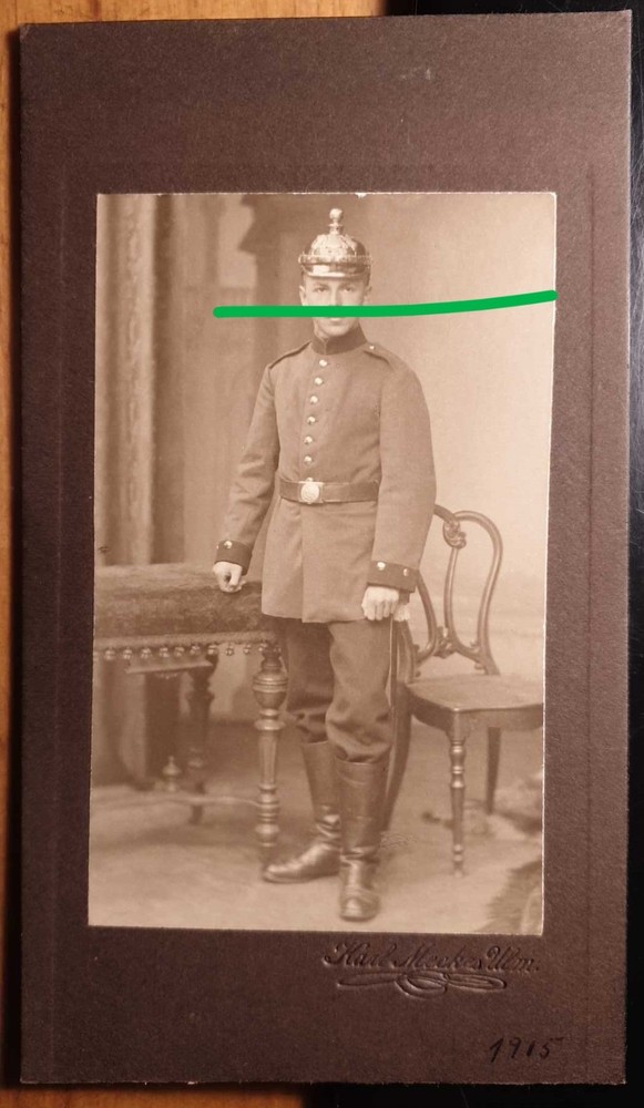 Alfons Haug 1915 as soldier in uniform/small KAB Karl Meckes Ulm