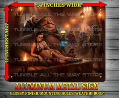 Sexy Slave Leia in Jabbas Palace Star Wars Jedi Metal Sign Wall Art 14″ x 11″