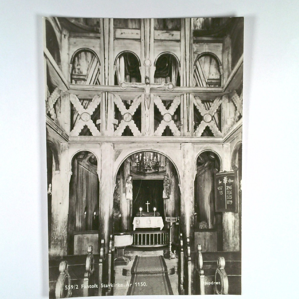 Vintage Postcard Fantoft Stave Church Norway Architecture Art Photo c.1950s