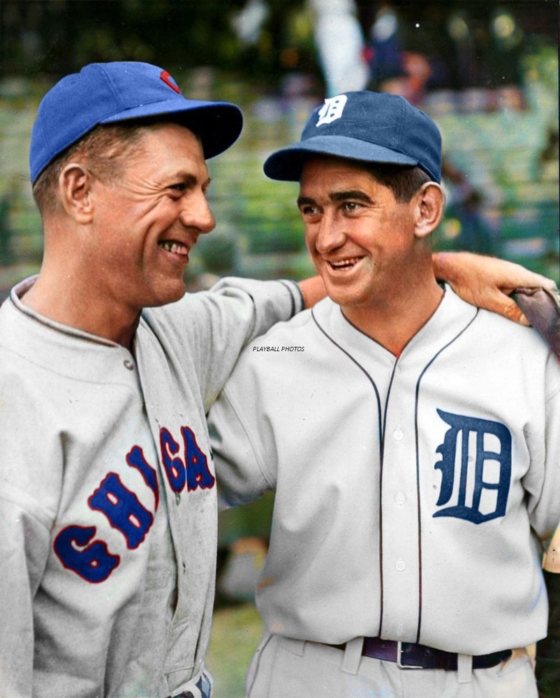 Charlie Grimm & Mickey Cochrane-Tigers-Cubs 8×10 Colorized Print-FREE SHIPPING