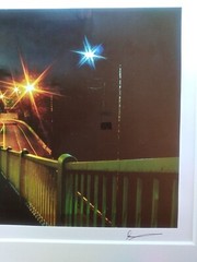 Orig. AP dramatic art photo of nighttime highway, signed/framed