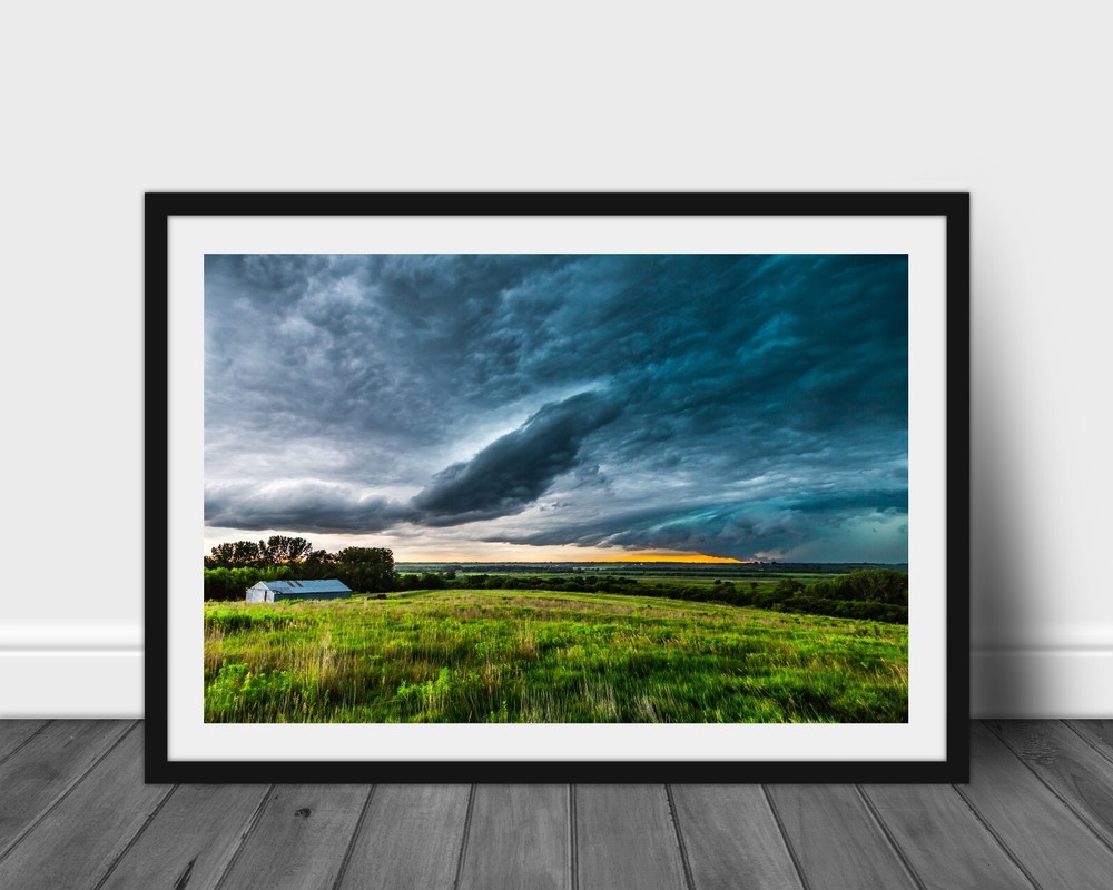 Storm photography wall art hanging Iowa landscape picture stormy sky photo print