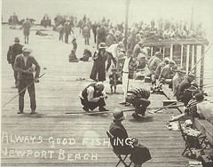 NEWPORT BEACH «Always Good Fishing» Pier VINTAGE Photo Print 1476 11″ x 14″
