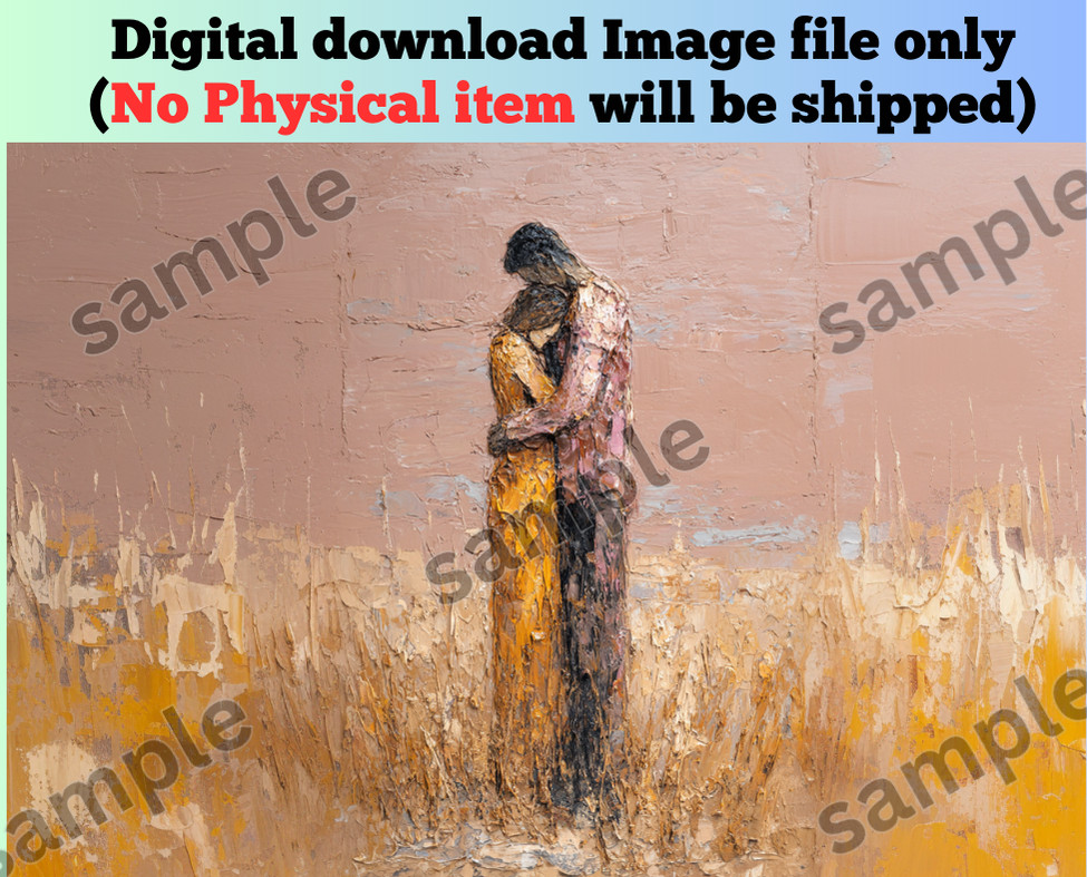Couple hug AI digital background for pc mobile wall printable love art romantic