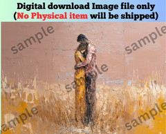 Couple hug AI digital background for pc mobile wall printable love art romantic