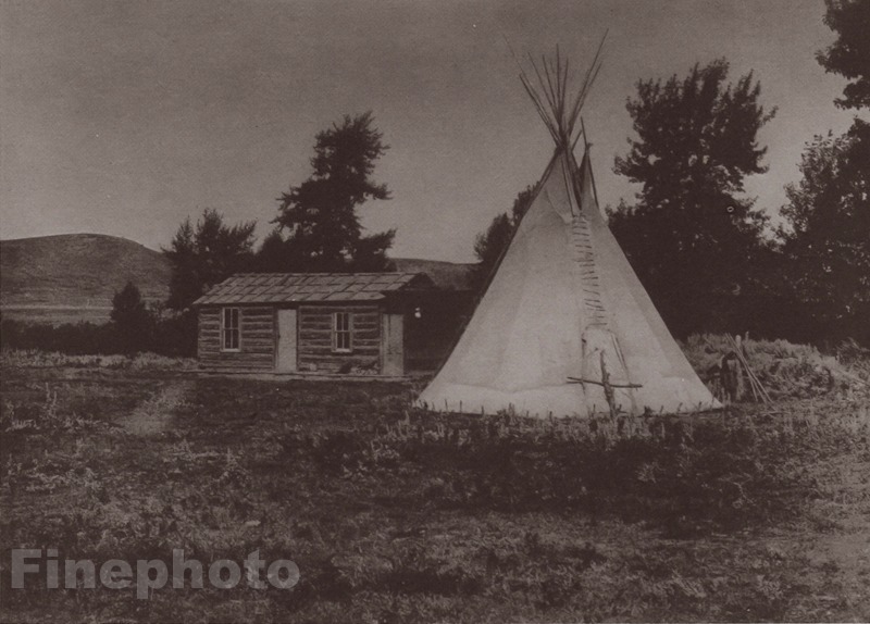 c.1900/72 Photogravure NATIVE AMERICAN INDIAN Piegan Teepee EDWARD CURTIS 11×14