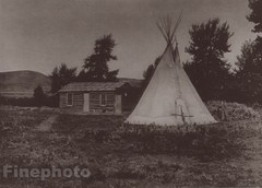 c.1900/72 Photogravure NATIVE AMERICAN INDIAN Piegan Teepee EDWARD CURTIS 11×14