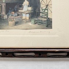 Wallace Nutting Signed Hand Tinted Colorized Photo “Apple Pie” Framed Antique