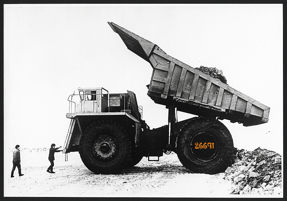 Larger size vintage fine art Photograph, dumper, huge truck, unusual,