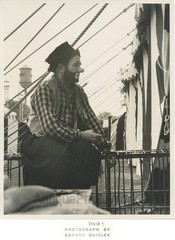 Sad clown by cage vintage circus art photo by Edward Quigley