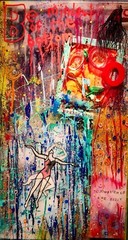 ABSTRACT MIXED MEDIA PAINTING LAYERED ACRYLIC/LUCITE DOUBLE SIDED GRAHAM CALAM