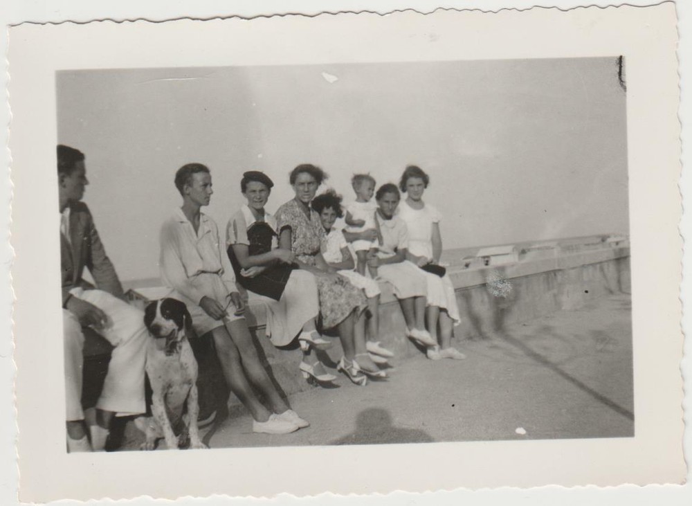 9235. Dog Dog Dog People Group Photograph – Senigallia August 1, 1934 – 9×7