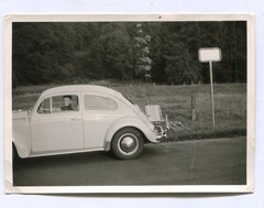 Old Photo Boy in Beetle Car, 1950s, 1960s, 7x10cm