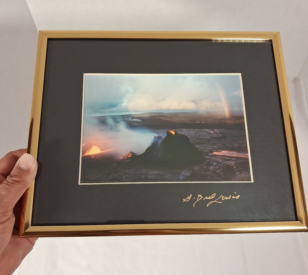 Hawaii Volcano Lava Rainbow Signed G Brad Lewis Art Photo Framed Photograph