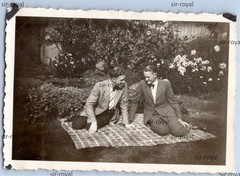 Nordhorn 1941 – Men on Picnic Blanket – 1940s Gay Interest – Photo 9x6cm