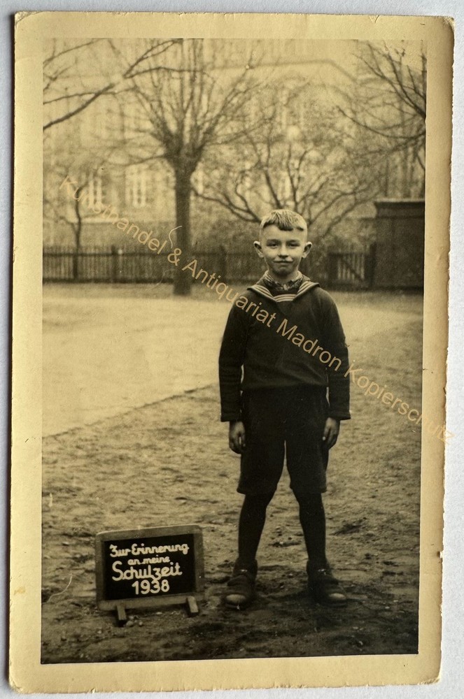 orig. Photo postcard photograph child children around 1938 boy school enrollment