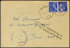 Republican Zone. Refugee Camp. Cover (Circa 1939). 90 Cts Blue From France C