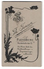 Photograph Th. Jensen, Flensburg, Photographer’s Monogram and Blooming Flowers