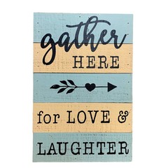 Gather Here for Love & Laughter Cottage Core Wooden Wall Phrase Art Signs Plaque