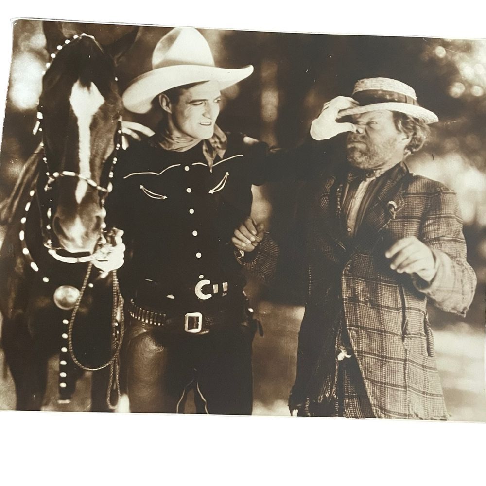 Ephemera lot of 3 old sepia 11X14 photo prints western actors films Hollywood