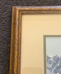 Vintage Snow Ice Mountain Lake Photo Professionally Framed 17.5”x13.5”