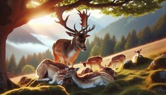 Digital Image Picture Photo Pic Wallpaper Background Family Deer in Forest No. 1