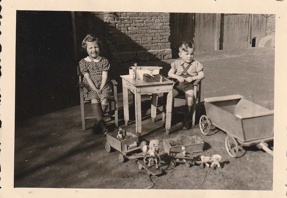 Vintage Photo Pretty Children With Toy Snapshot 1950s