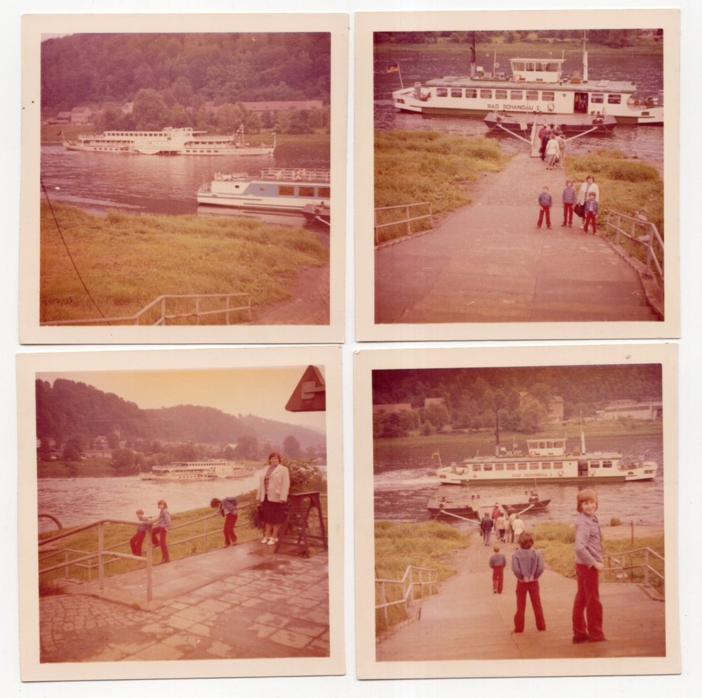 4 x Photo Steamer Bad Schandau Elbe in Colour