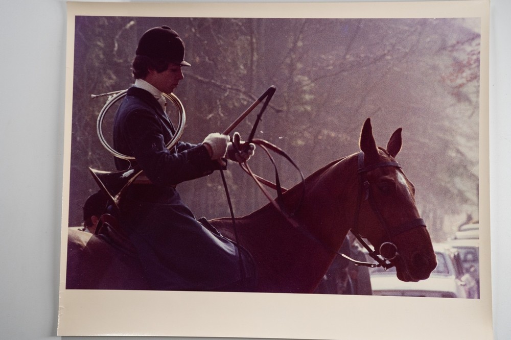 Vintage Analog Photo France Hunting Foxhunting Horse 24X30Cm 1970