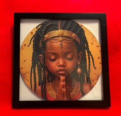 2D Flat 8×8″ Vintage African American Girl Metal Wall Art Custom Framed