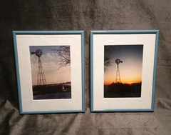 2 Windmill Landscape Photography Framed Sunrise & Sunset Rural/Farm/Country 8×10