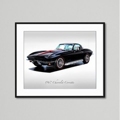 Classic Cars – 1967 Chevrolet Corvette Tuxedo Black – Print