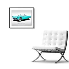 Classic Cars – 1955 Ford Thunderbird – Thunderbird Blue – Print