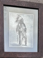 Vintage Print Omaha Chief, Black Bird , 9×13, Wood Frame , Heyn 1890’s