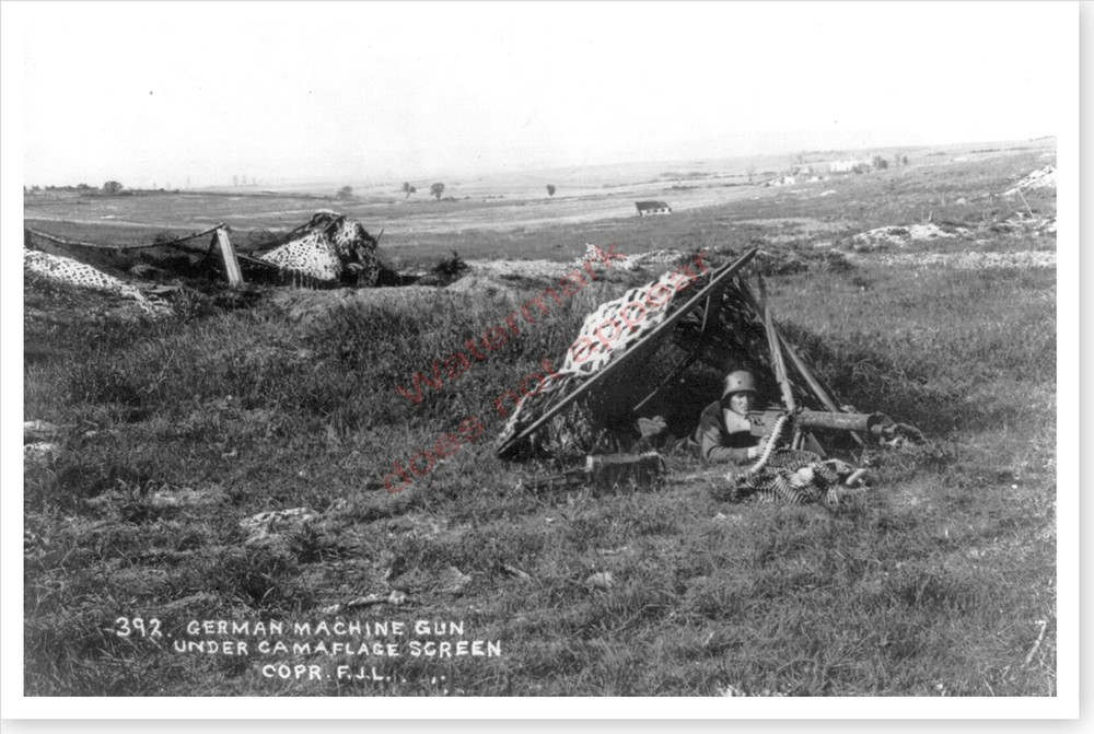 WWI Camouflaged German Machine Gun Crews World War One Silver Halide Photo
